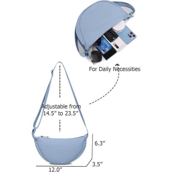 Crescent Bag for Women Men Small Sling Crossbody Bag with Half Moon Shape - Picture 4 of 6